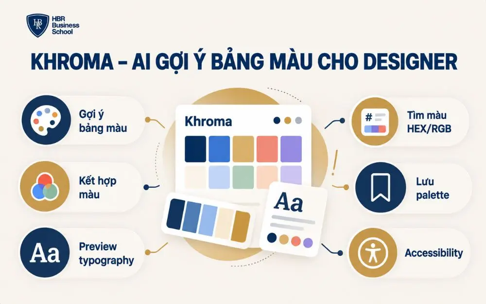 Khroma AI gợi ý bảng màu theo sở thích, hỗ trợ designer khám phá visual direction nhanh hơn.