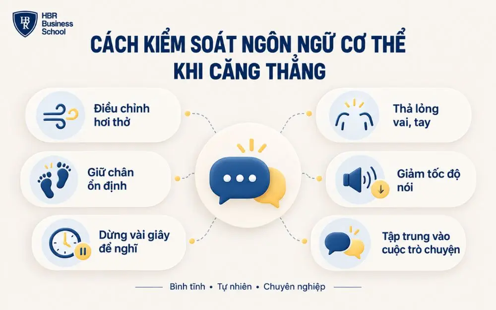 Cách kiểm soát ngôn ngữ cơ thể khi căng thẳng trong buổi phỏng vấn.