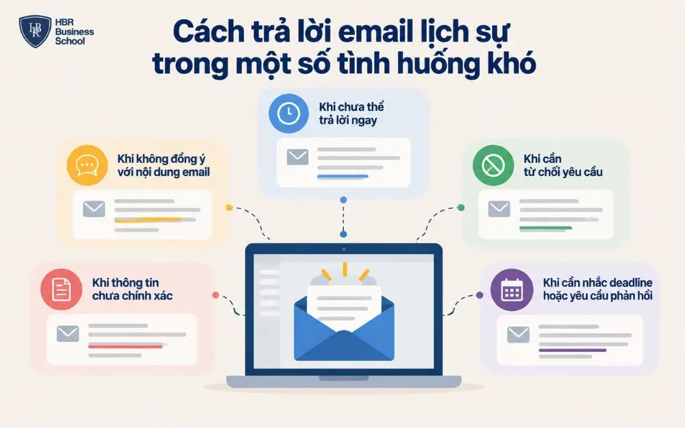 Cách trả lời email lịch sự trong những tình huống khó thường gặp.