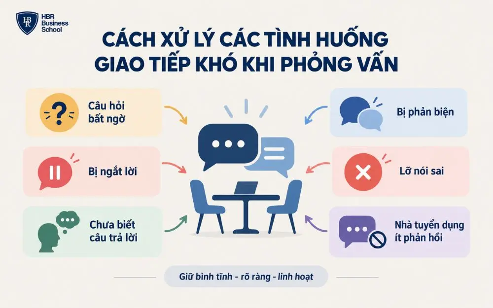 Những tình huống giao tiếp khó thường gặp và cách xử lý khi phỏng vấn.