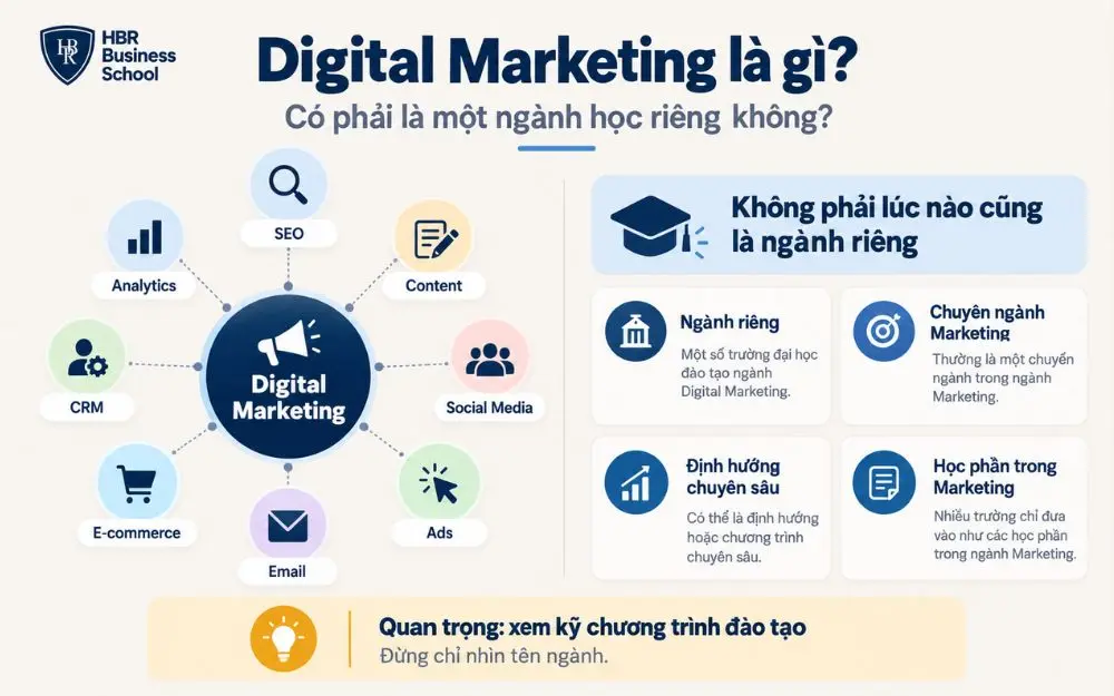 Digital Marketing có thể là ngành riêng hoặc chuyên sâu trong Marketing.