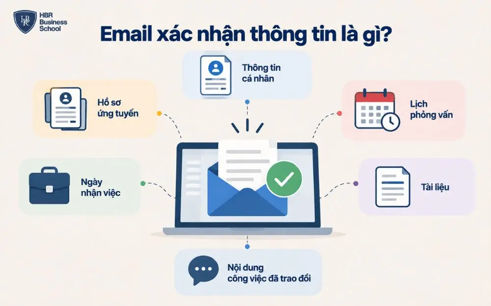 Email xác nhận giúp kiểm tra và thống nhất thông tin trong công việc.