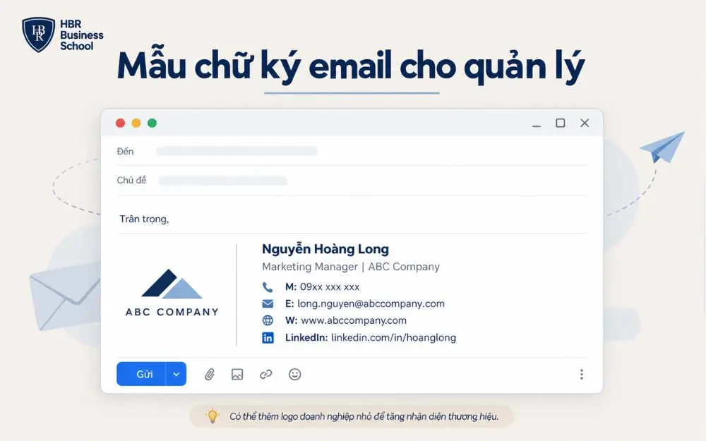 Mẫu chữ ký email cho quản lý gọn gàng, chuyên nghiệp, dễ tạo thiện cảm.