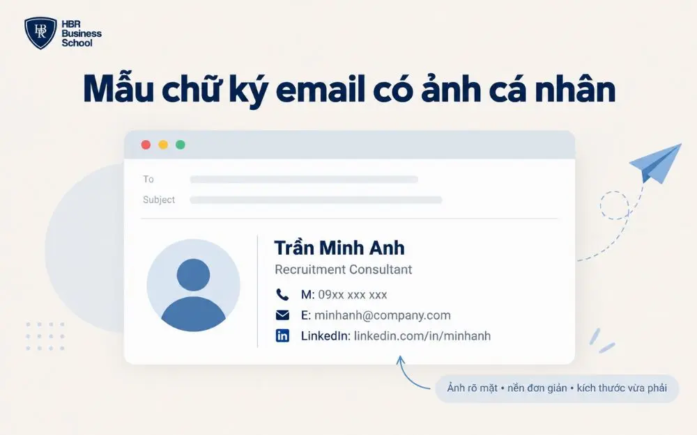Mẫu chữ ký email có ảnh cá nhân, gọn gàng và chuyên nghiệp.