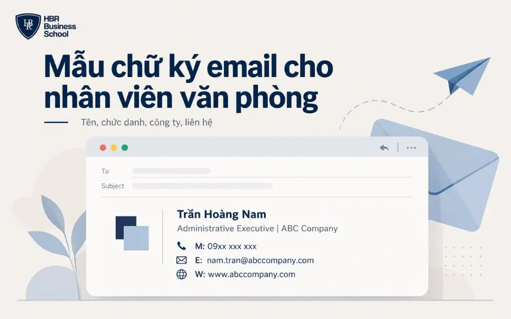 Mẫu chữ ký email nhân viên văn phòng gọn gàng, chuyên nghiệp, dễ áp dụng.