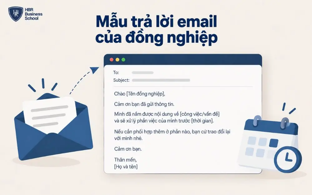 Mẫu trả lời email đồng nghiệp ngắn gọn, lịch sự và dễ áp dụng.