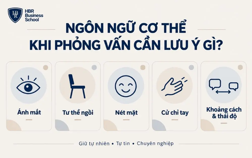 Những lưu ý ngôn ngữ cơ thể giúp bạn phỏng vấn tự tin, chuyên nghiệp.