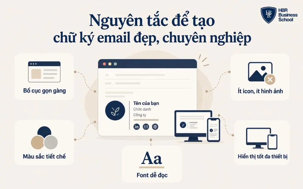 Nguyên tắc giúp chữ ký email rõ ràng, dễ đọc và chuyên nghiệp hơn.