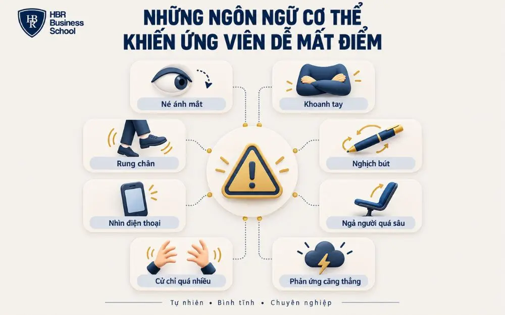 Những ngôn ngữ cơ thể dễ khiến ứng viên mất điểm khi phỏng vấn.