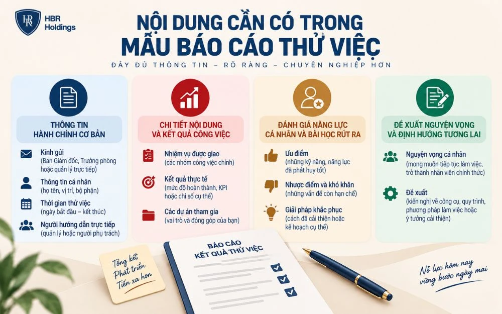 Nội dung cần có trong mẫu báo cáo thử việc