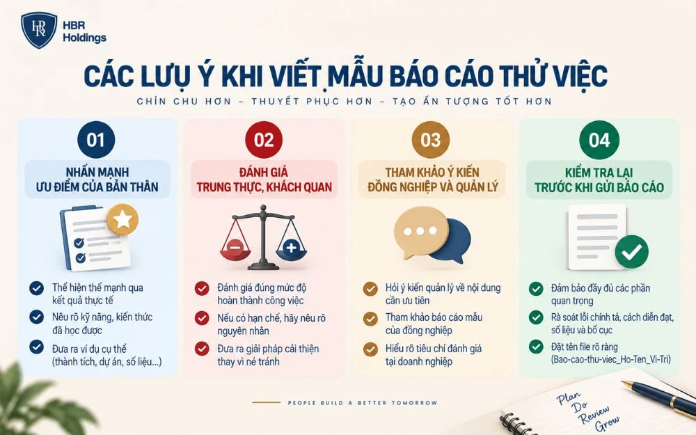 Các lưu ý khi viết mẫu báo cáo thử việc
