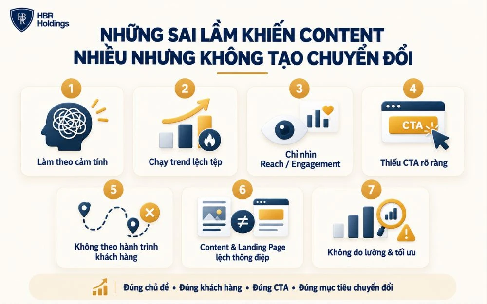 7 sai lầm khiến Content nhiều nhưng không tạo chuyển đổi.
