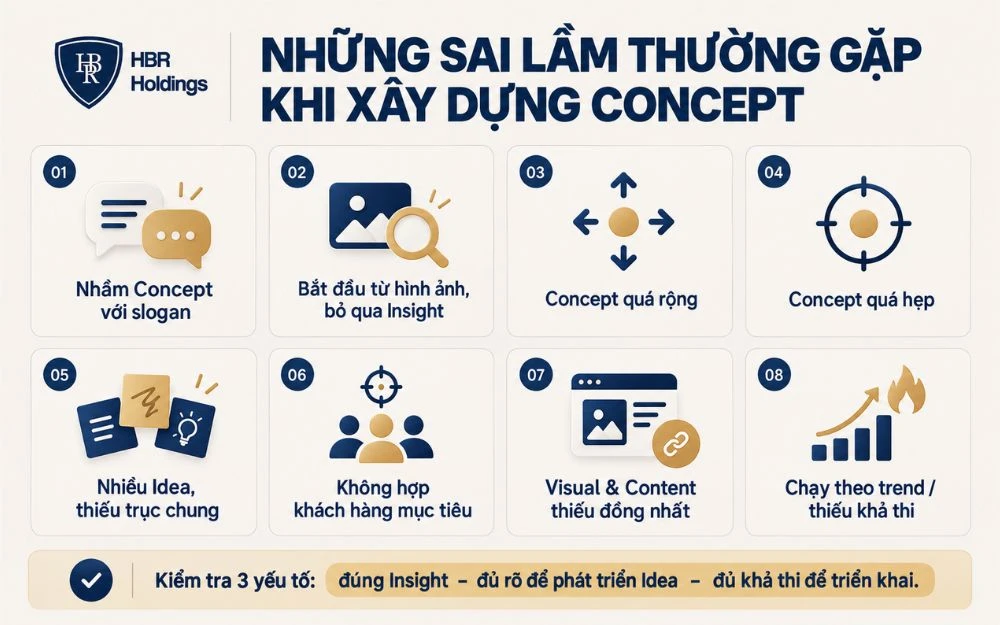 Những sai lầm phổ biến khiến Concept thiếu nhất quán và khó triển khai hiệu quả.