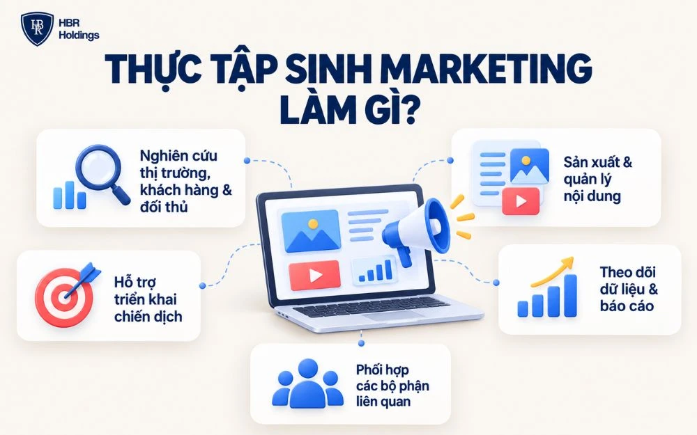 Các công việc phổ biến của thực tập sinh Marketing trong doanh nghiệp.