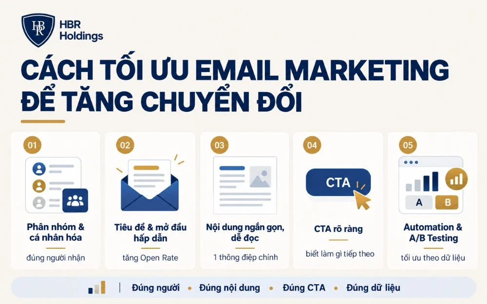 Tối ưu Email Marketing để tăng mở mail, nhấp và chuyển đổi hiệu quả.