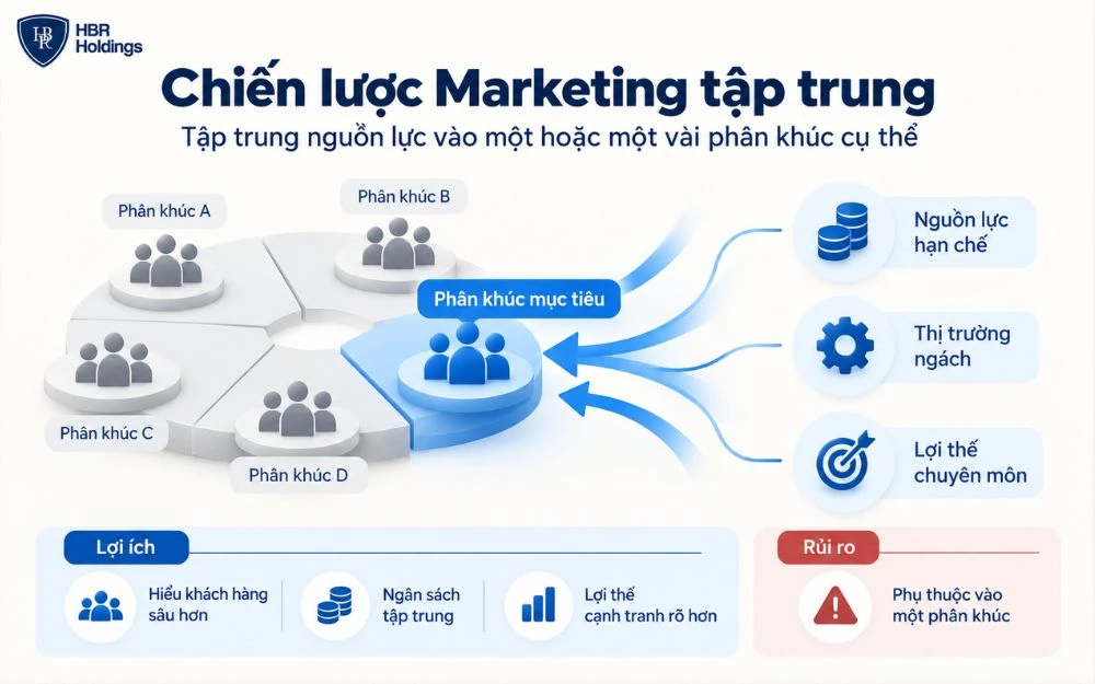 Chiến lược Marketing tập trung vào phân khúc mục tiêu và lợi thế.