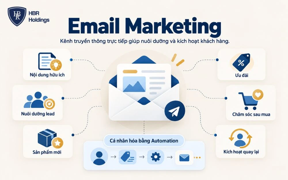 Email Marketing giúp nuôi dưỡng, chăm sóc và kích hoạt khách hàng hiệu quả.