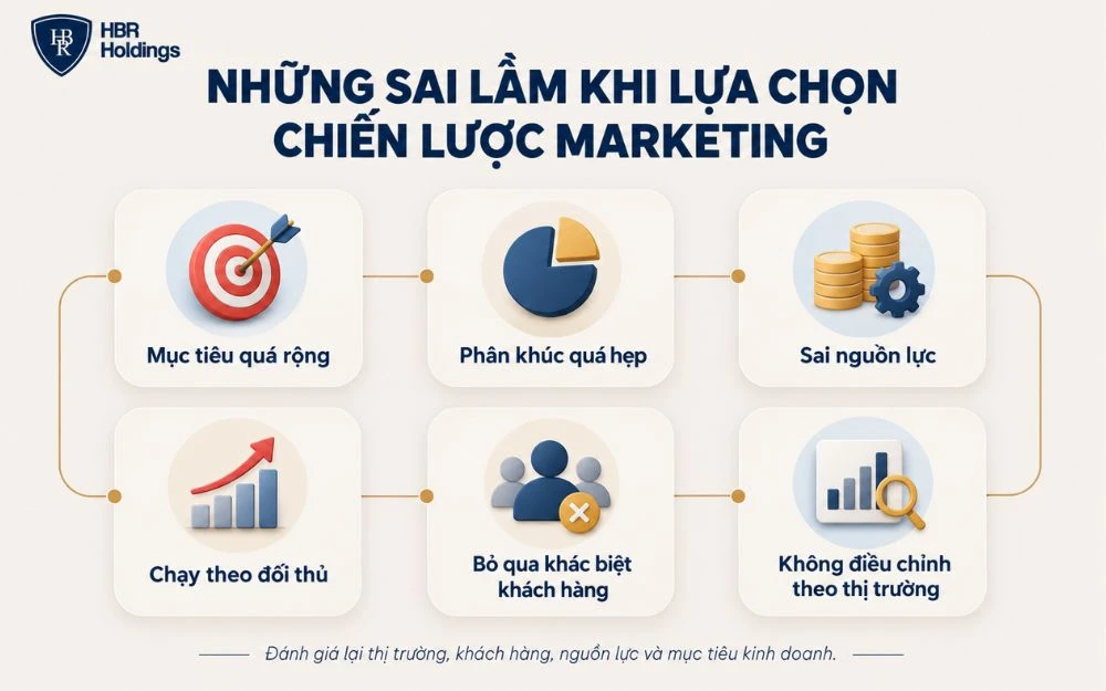 Minh họa các sai lầm phổ biến khi doanh nghiệp lựa chọn chiến lược Marketing.